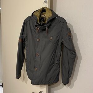 Snowboard Coat - dark green with gold lining